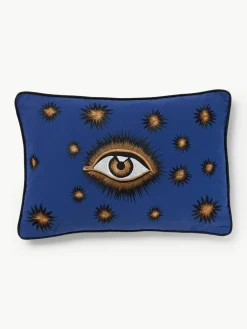 Handgeborduurde Katoenen kussenhoes Eye^Westwing Hot