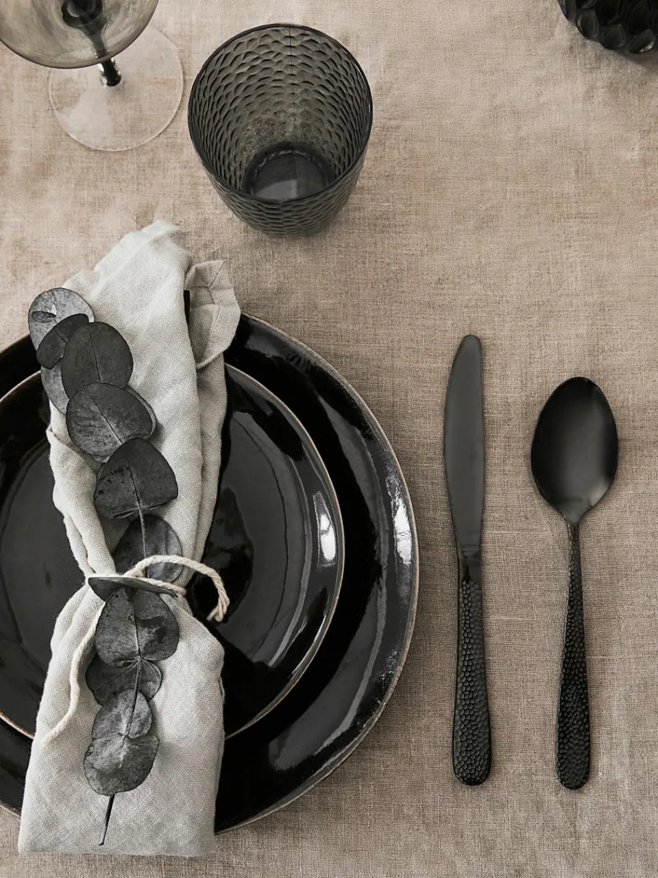 Handgemaakt dinerbord Nordic Coal, 4 stuks^Broste Copenhagen Best