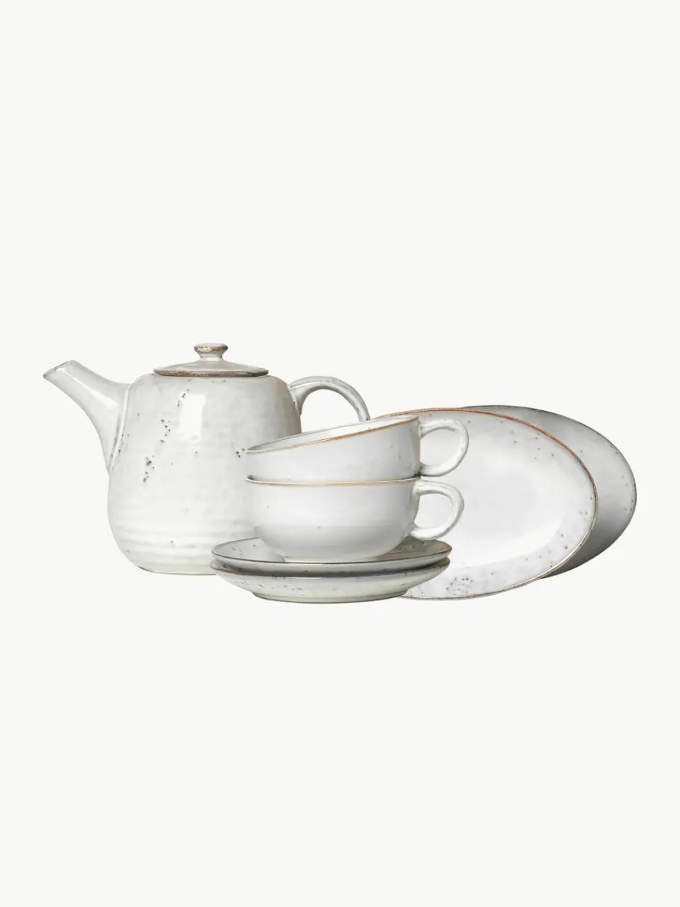 Handgemaakt theeservies Nordic Sand, 2 personen (7 stuks)^Broste Copenhagen Outlet