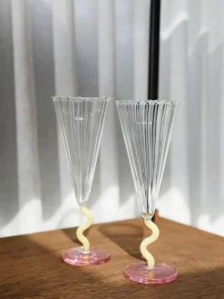 Handgemaakte champagneglazen Curve, 2 stuks^&k Amsterdam Hot