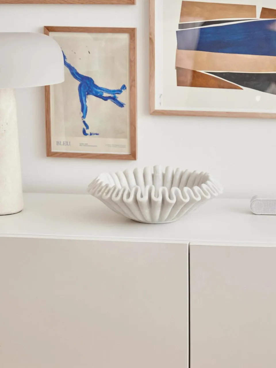 Handgemaakte decoratieve schaal Santorini van marmer, Ø 31 cm^Westwing Collection New