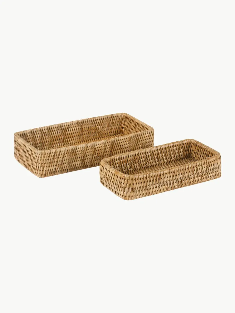 Handgemaakte decoratieve dienbladen Güle van rotan, 2-delig^ANDREA HOUSE New