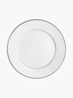 Handgemaakte dinerborden Vitruv van porselein met handbeschilderde platina rand, 2 stuks^Meissen Clearance