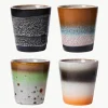 Handgemaakte espresso kopjes 70's van keramiek, 4-delig^HKLIVING Outlet
