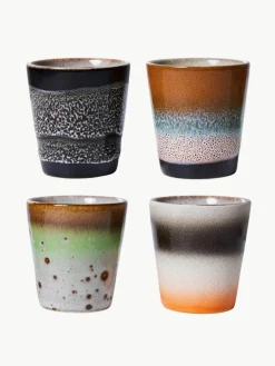 Handgemaakte espresso kopjes 70's van keramiek, 4-delig^HKLIVING Outlet