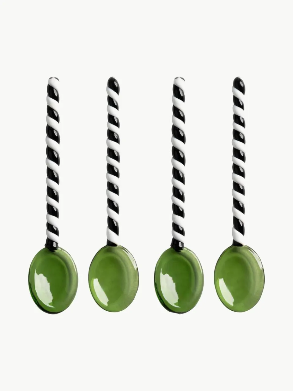 Handgemaakte glazen lepel Duet uit borosilicaatglas, 4 stuks^&k Amsterdam New