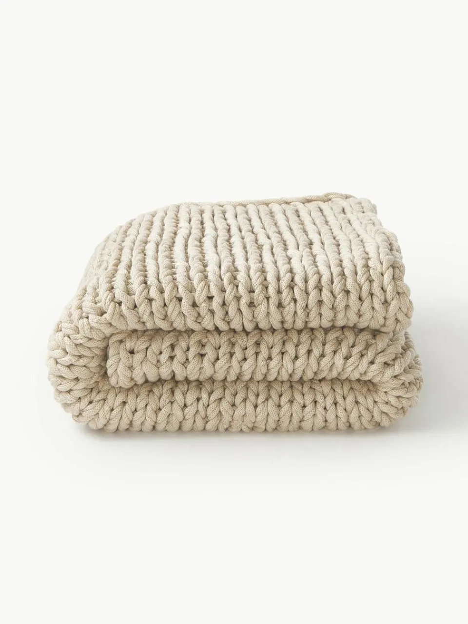 Handgemaakte grof gebreide deken Adyna^Westwing Collection Sale
