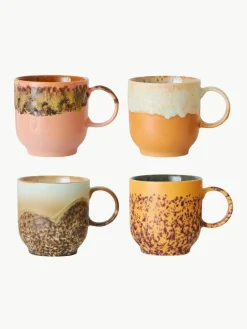 Handgemaakte kopjes 70's, 4-delig^HKLIVING Best