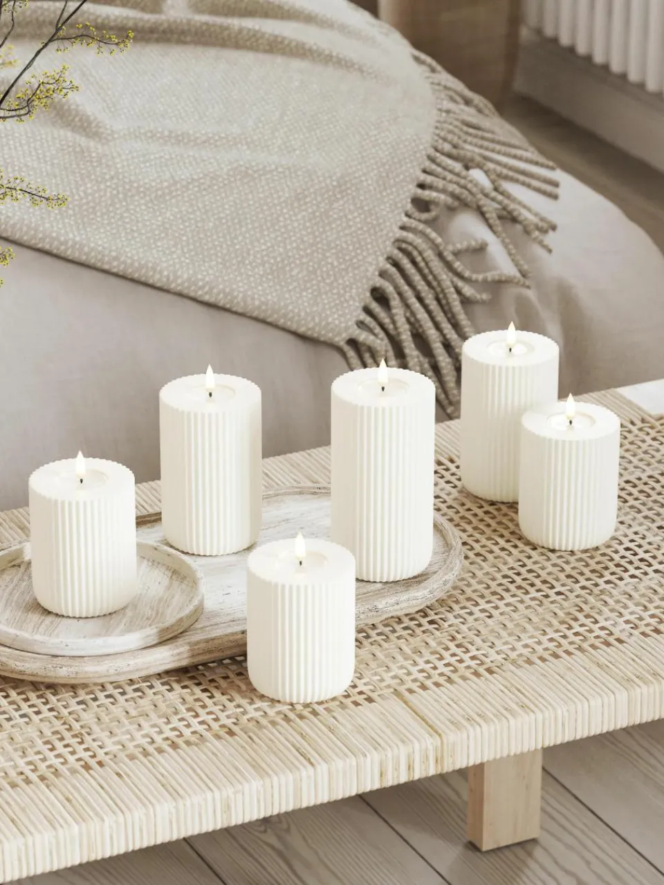 Handgemaakte LED kaars Solid Stripe, H 10 cm^Westwing Sale
