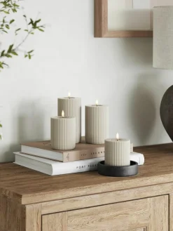 Handgemaakte LED kaars Solid Stripe, H 10 cm^Westwing Fashion