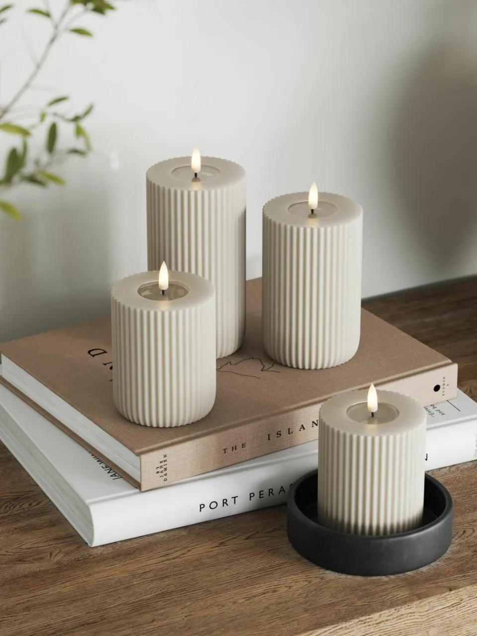 Handgemaakte LED kaars Solid Stripe, H 10 cm^Westwing Fashion