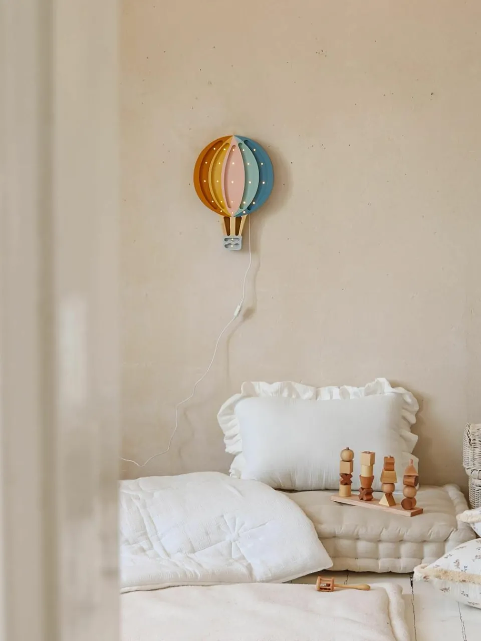 Handgemaakte LED-kinderlamp Hot Air Baloon met timerfunctie en afstandsbediening, dimbaar^Little Lights New
