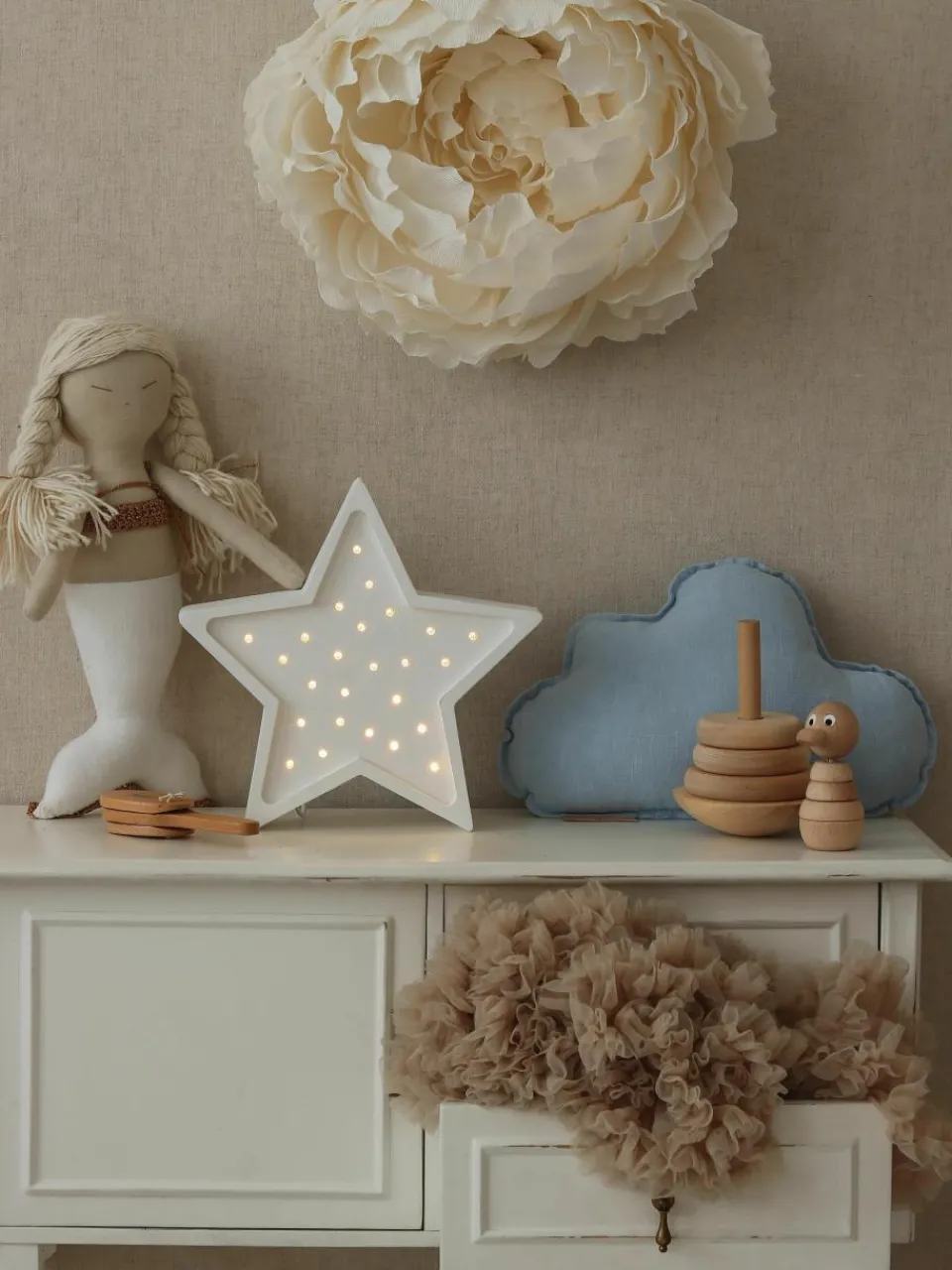 Handgemaakte LED-kinderlamp Star met timerfunctie en afstandsbediening, dimbaar^Little Lights Fashion