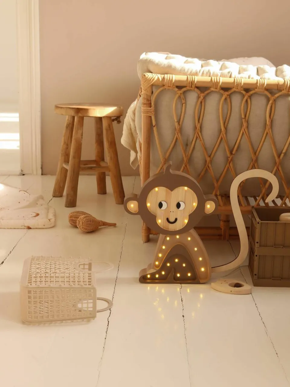 Handgemaakte LED-kinderlamp Monkey met timerfunctie en afstandsbediening, dimbaar^Little Lights Best