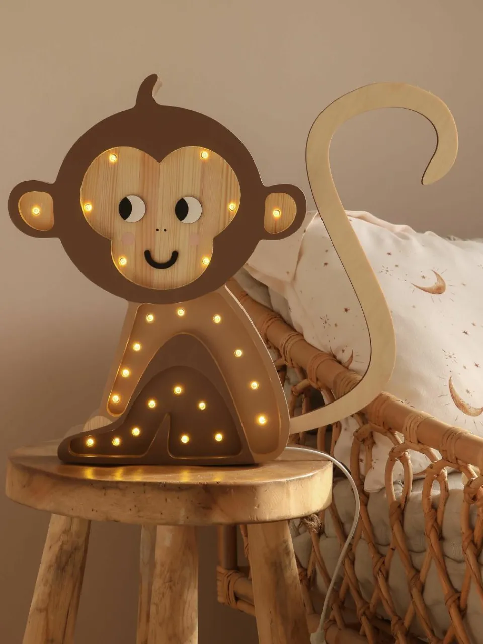 Handgemaakte LED-kinderlamp Monkey met timerfunctie en afstandsbediening, dimbaar^Little Lights Best