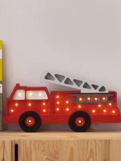 Handgemaakte LED-kinderlamp Fire Truck met timerfunctie en afstandsbediening, dimbaar^Little Lights Sale