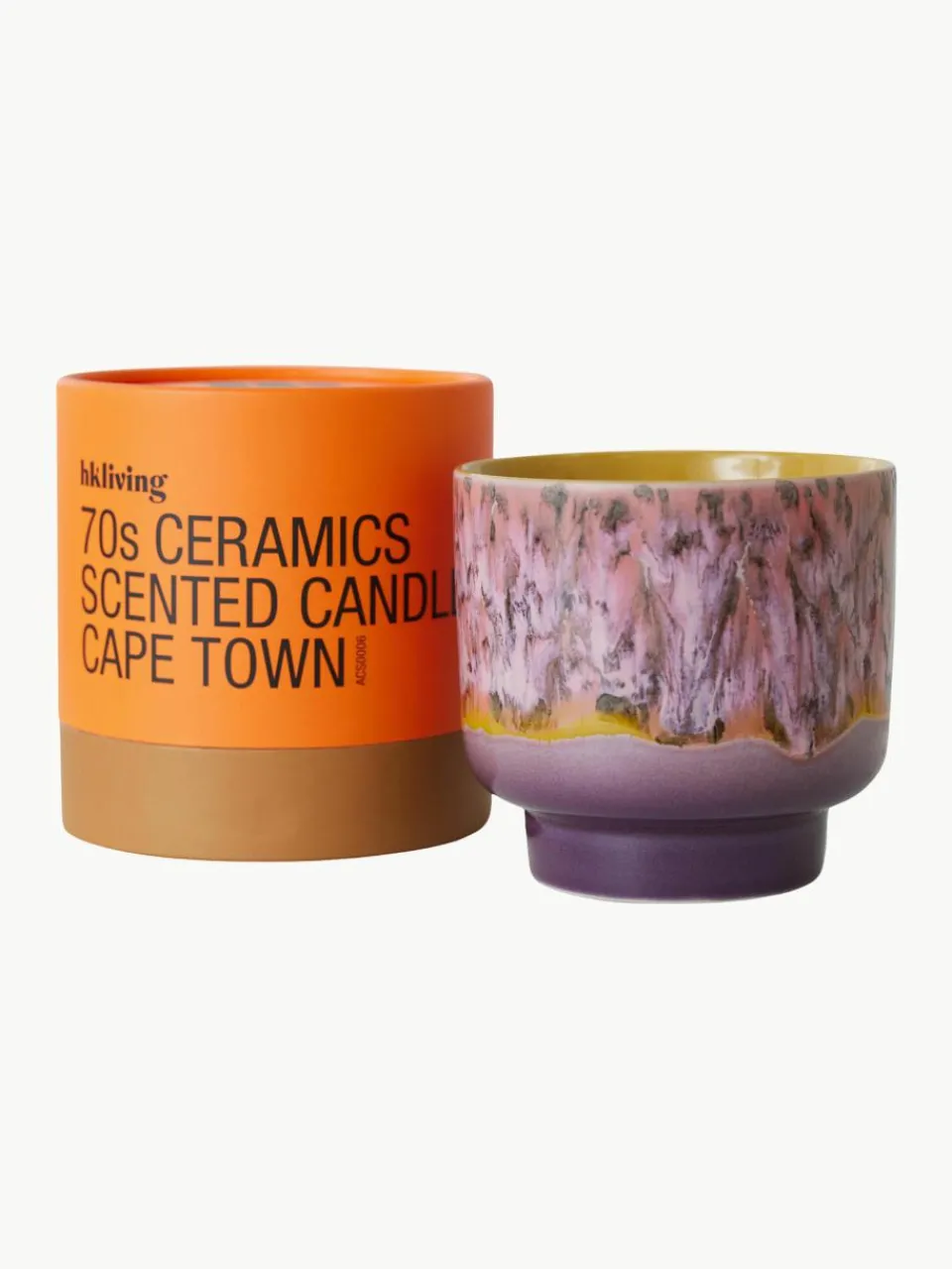 Handgemaakte 2-lonts geurkaars 70's (saliekleurig & rozenblaadjes)^HKLIVING Discount