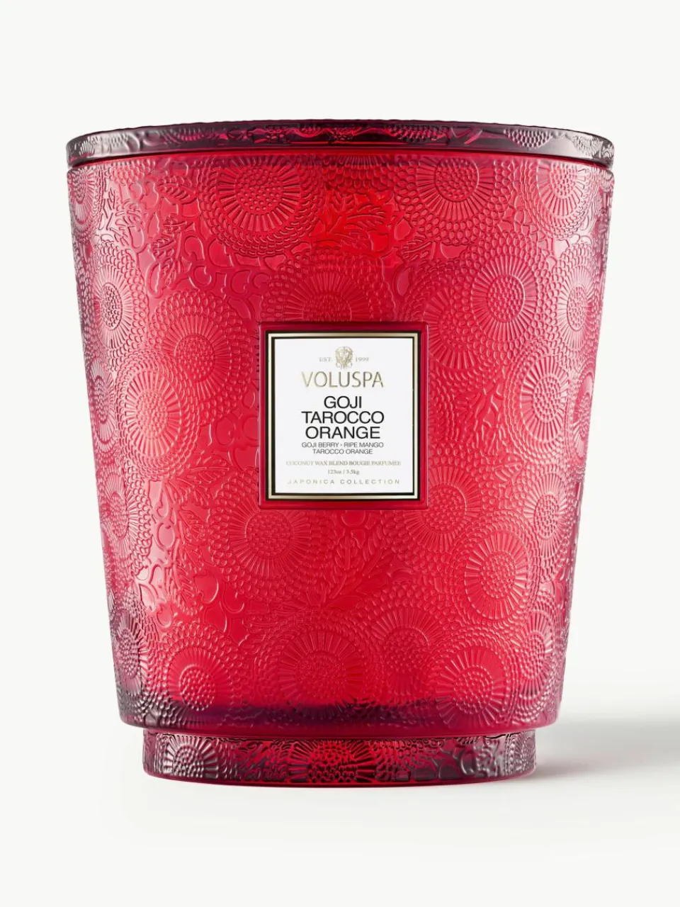 Handgemaakte 5-lonts geurkaars Japonica Collection (goji bes, mango & tarocco sinaasappel)^Voluspa Online