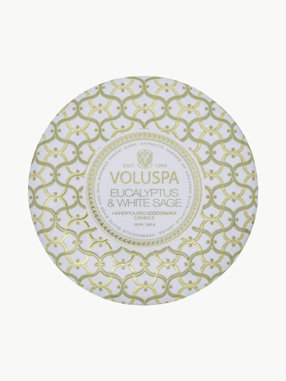 Handgemaakte 3-lonts geurkaars Maison Blanc (eucalyptus, kardemom, saliekleurig & hinoki-schors)^Voluspa Outlet
