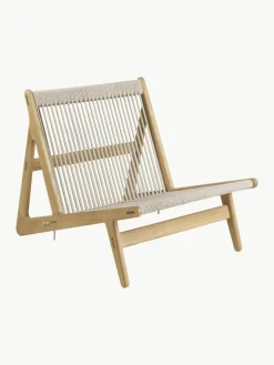 Handgemaakte loungefauteuil MR01 Initial van eikenhout met stoelkussen^GUBI Discount