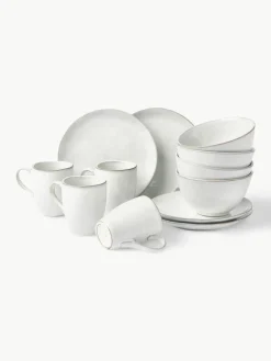 Handgemaakte ontbijtset Nordic Sand, 4 personen (12-delig)^Broste Copenhagen Outlet