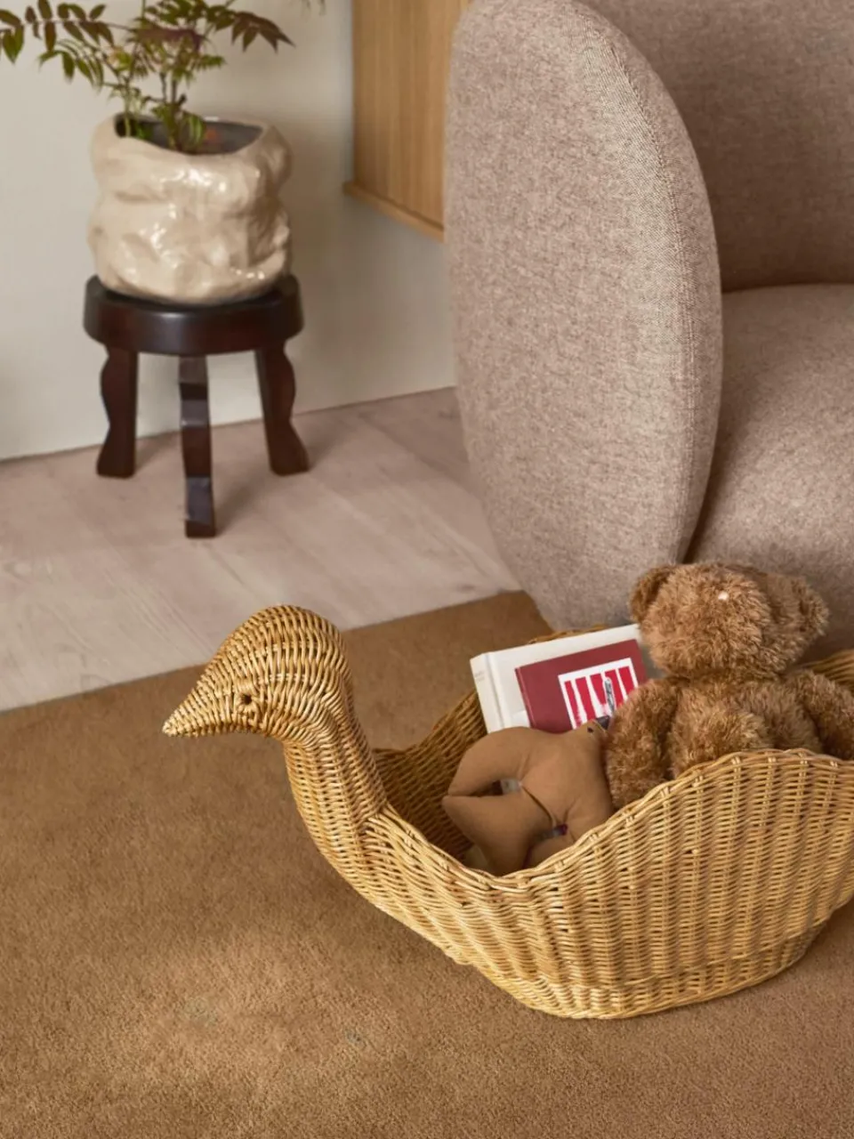 Handgemaakte opbergmand Bird van rotan^ferm LIVING Kids Sale