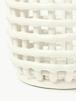 Handgemaakte opbergmand Nalan van keramiek, H 15 cm^ferm LIVING Clearance