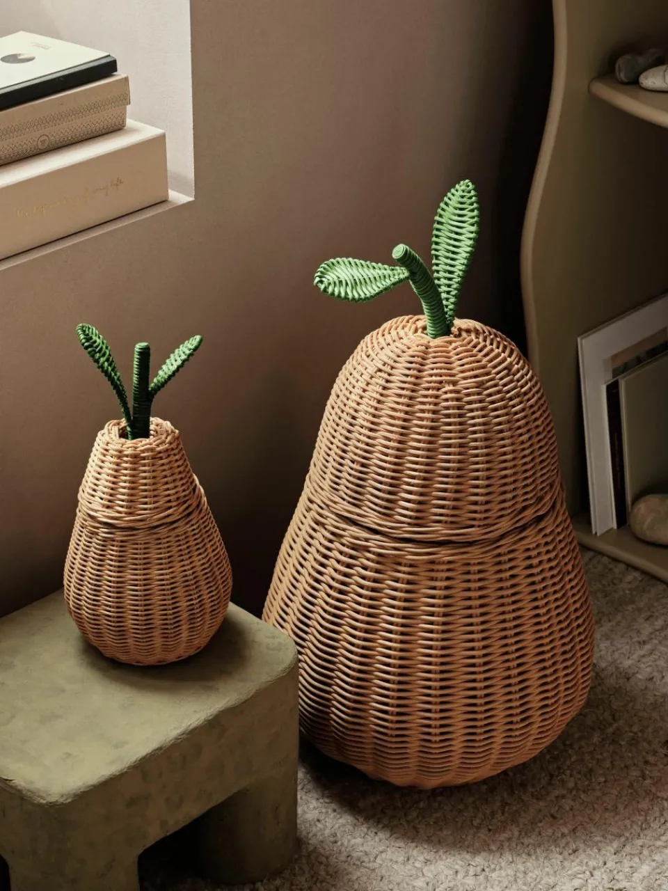 Handgemaakte opbergmand Pear van rotan^ferm LIVING Kids Fashion