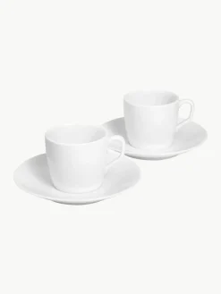 Handgemaakte porseleinen espressokopjes Cosmopolitan met schoteltjes, 2 stuks^Meissen Hot
