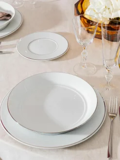 Handgemaakte porseleinen serviesset Vitruv met handbeschilderde platina rand, 2 personen (14-delig)^Meissen Discount