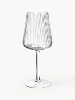 Handgemaakte rode wijnglazen Cami met groefstructuur, 4 stuks^Westwing Collection Outlet