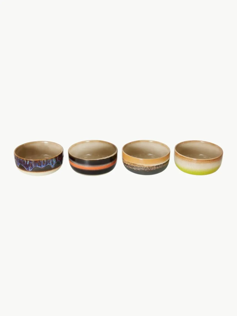 Handgemaakte schalen 70's van keramiek, 4-delig^HKLIVING Clearance