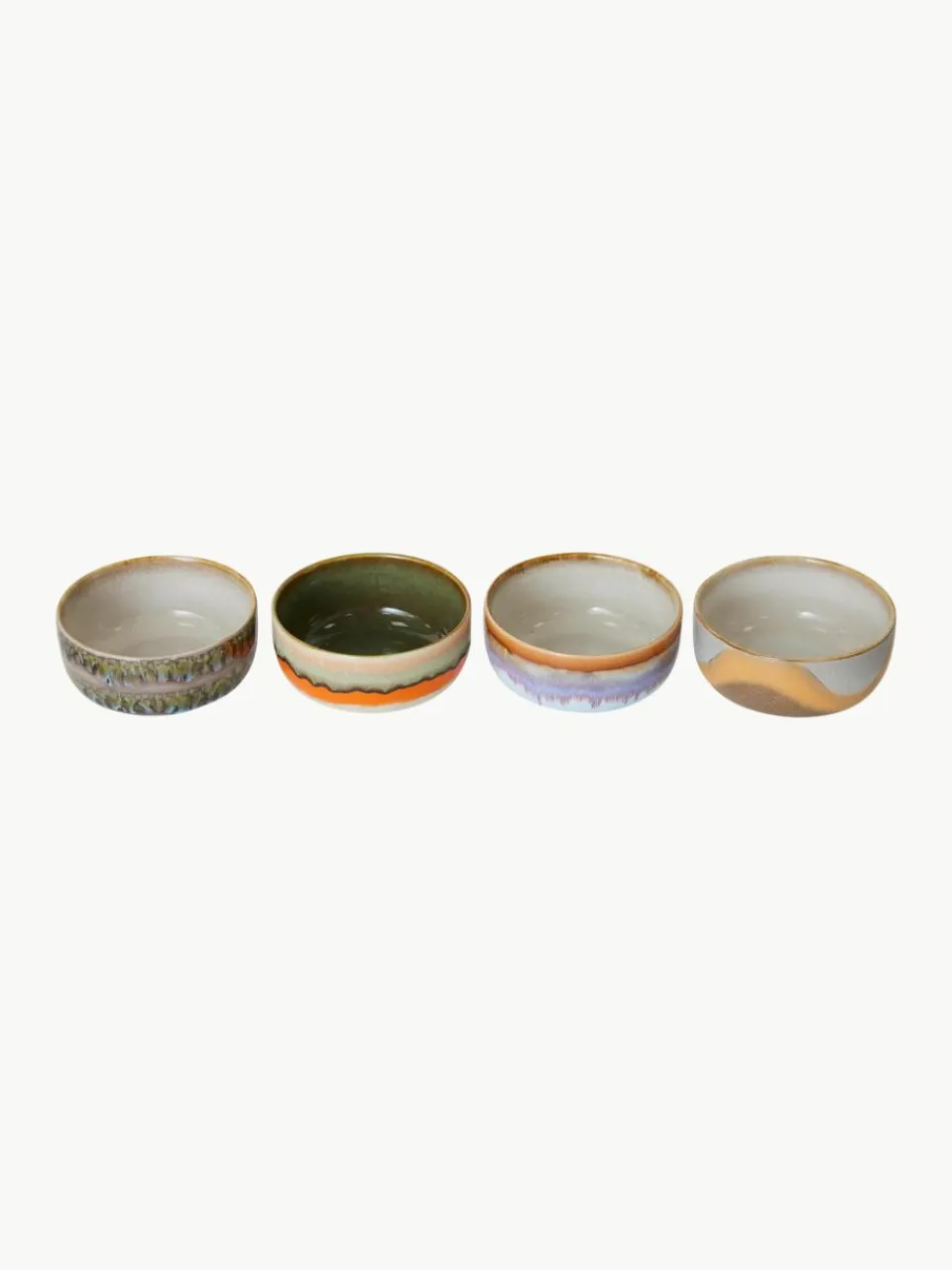 Handgemaakte schalen 70's van keramiek, 4-delig^HKLIVING New