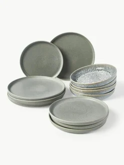 Handgemaakte serviesset Pam met reactief glazuur, 4 personen (12-delig)^Westwing Collection New