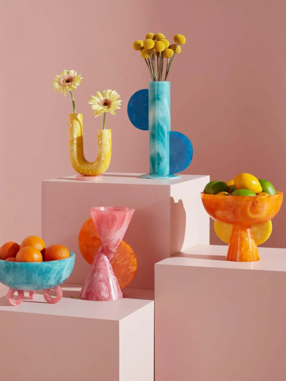 Handgemaakte vaas Mustique met marmerlook, H 30 cm^Jonathan Adler Clearance