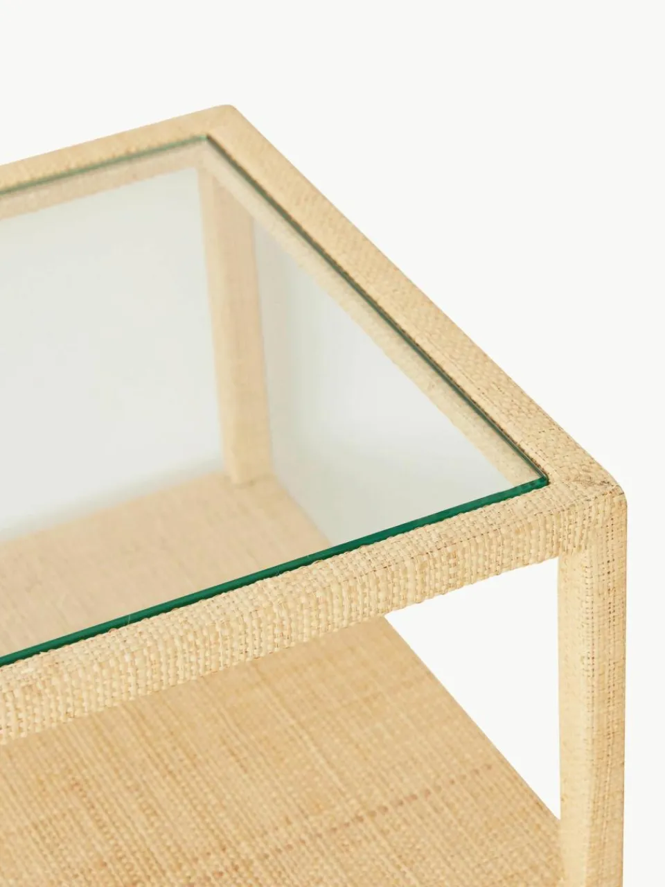 Handgemaakte wandtafel Raffia met glazen tafelblad^HKLIVING Fashion