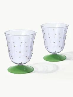 Handgemaakte waterglazen Dot van borosilicaatglas, 2 stuks^&k Amsterdam Discount