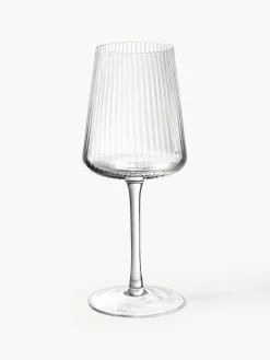 Handgemaakte witte wijnglazen Cami met groefstructuur, 4 stuks^Westwing Collection Fashion