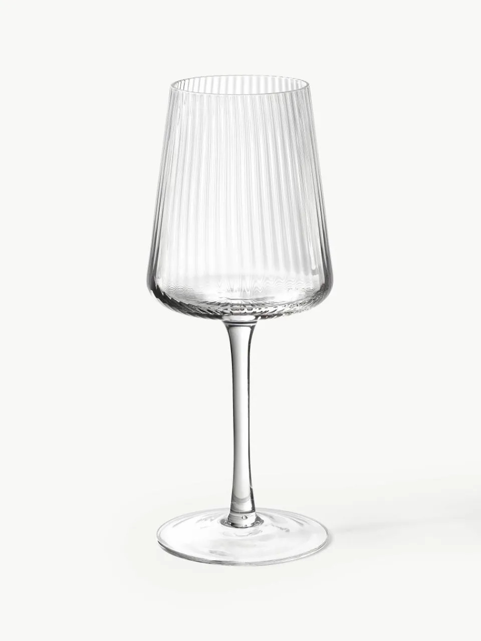 Handgemaakte witte wijnglazen Cami met groefstructuur, 4 stuks^Westwing Collection Fashion