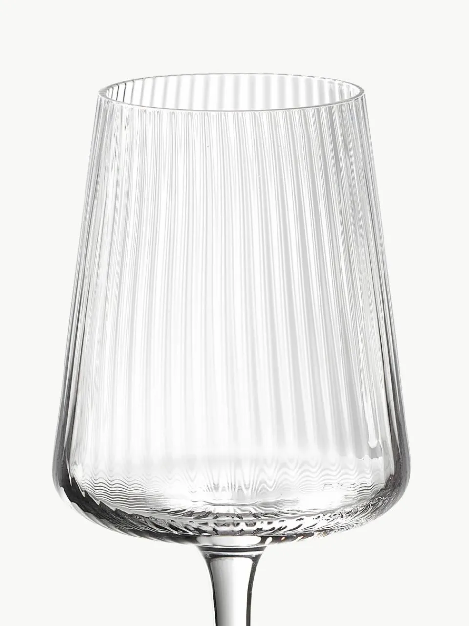 Handgemaakte witte wijnglazen Cami met groefstructuur, 4 stuks^Westwing Collection Fashion