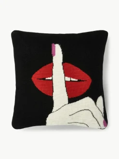 Handgemaakte wollen decoratief kussen Lips Hush^Jonathan Adler Online