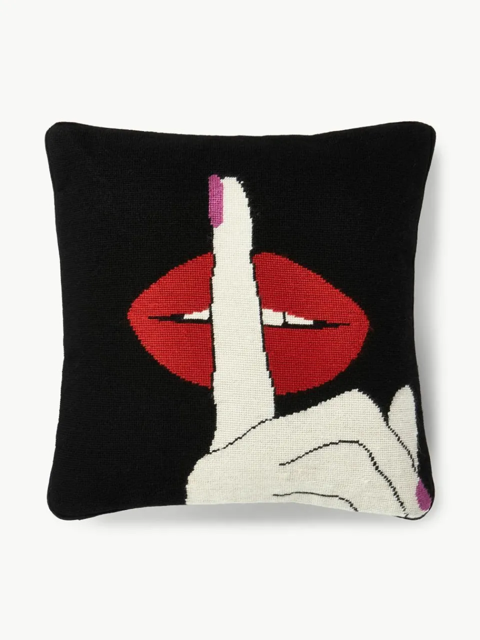 Handgemaakte wollen decoratief kussen Lips Hush^Jonathan Adler Online