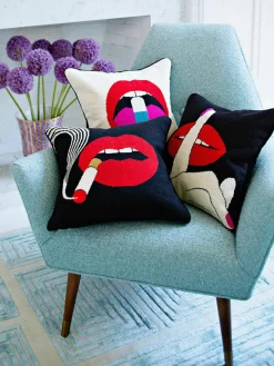 Handgemaakte wollen decoratief kussen Lips Hush^Jonathan Adler Online