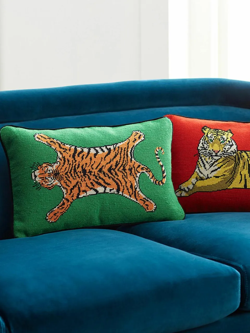 Handgemaakte wollendecoratief kussen Tiger^Jonathan Adler Sale