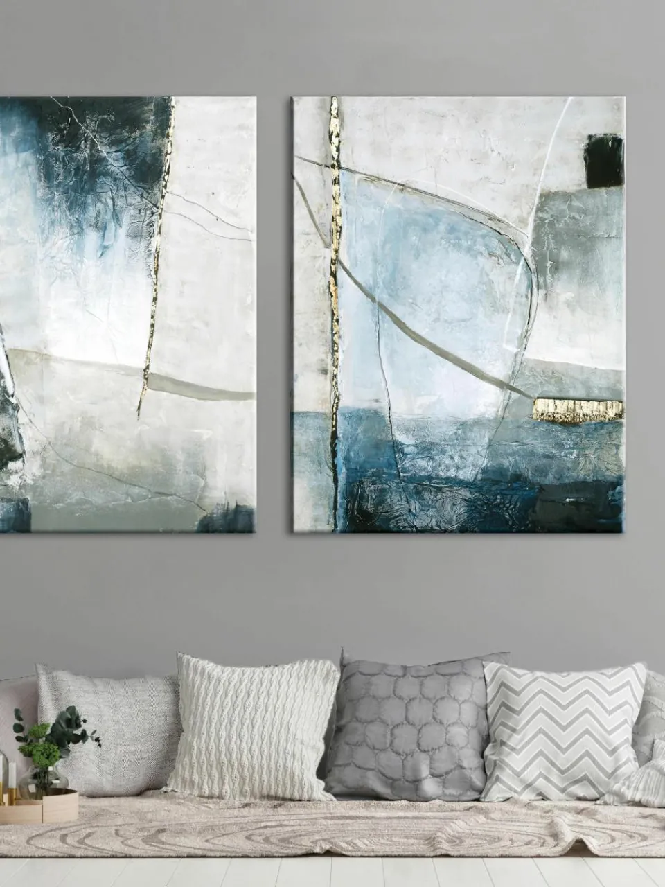 Handgeschilderde canvasdoek Golden Blue II^Malerifabrikken Sale
