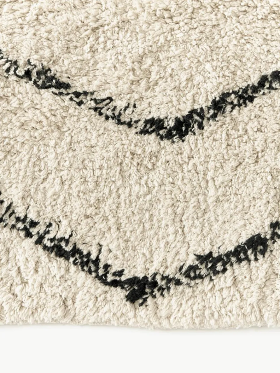 Handgetuft katoenen vloerkleed Bina met ruitjesmotief en franjes^Westwing Collection Discount