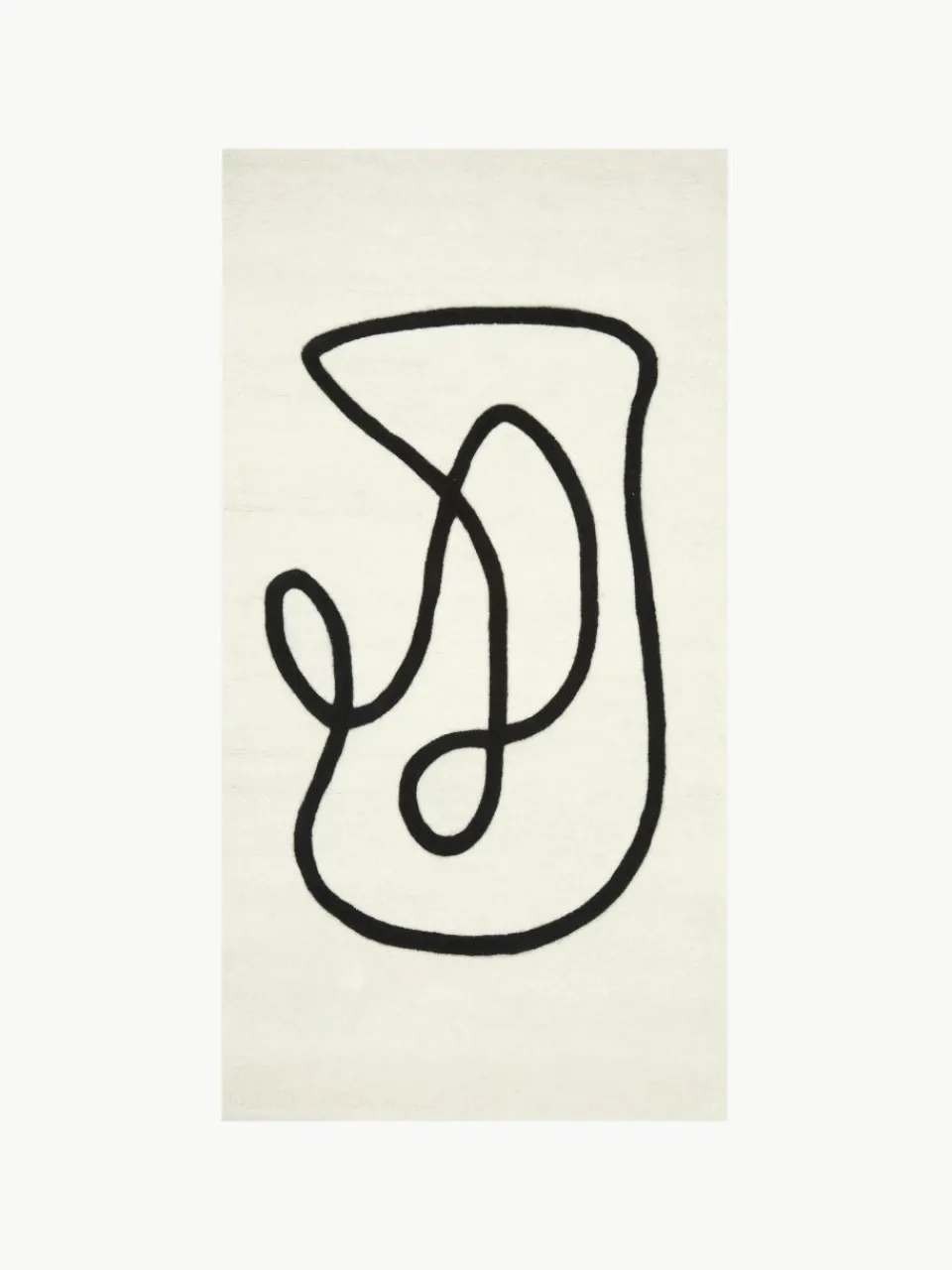 Handgetuft wollen vloerkleed Line met One Line tekening^Westwing Collection Outlet
