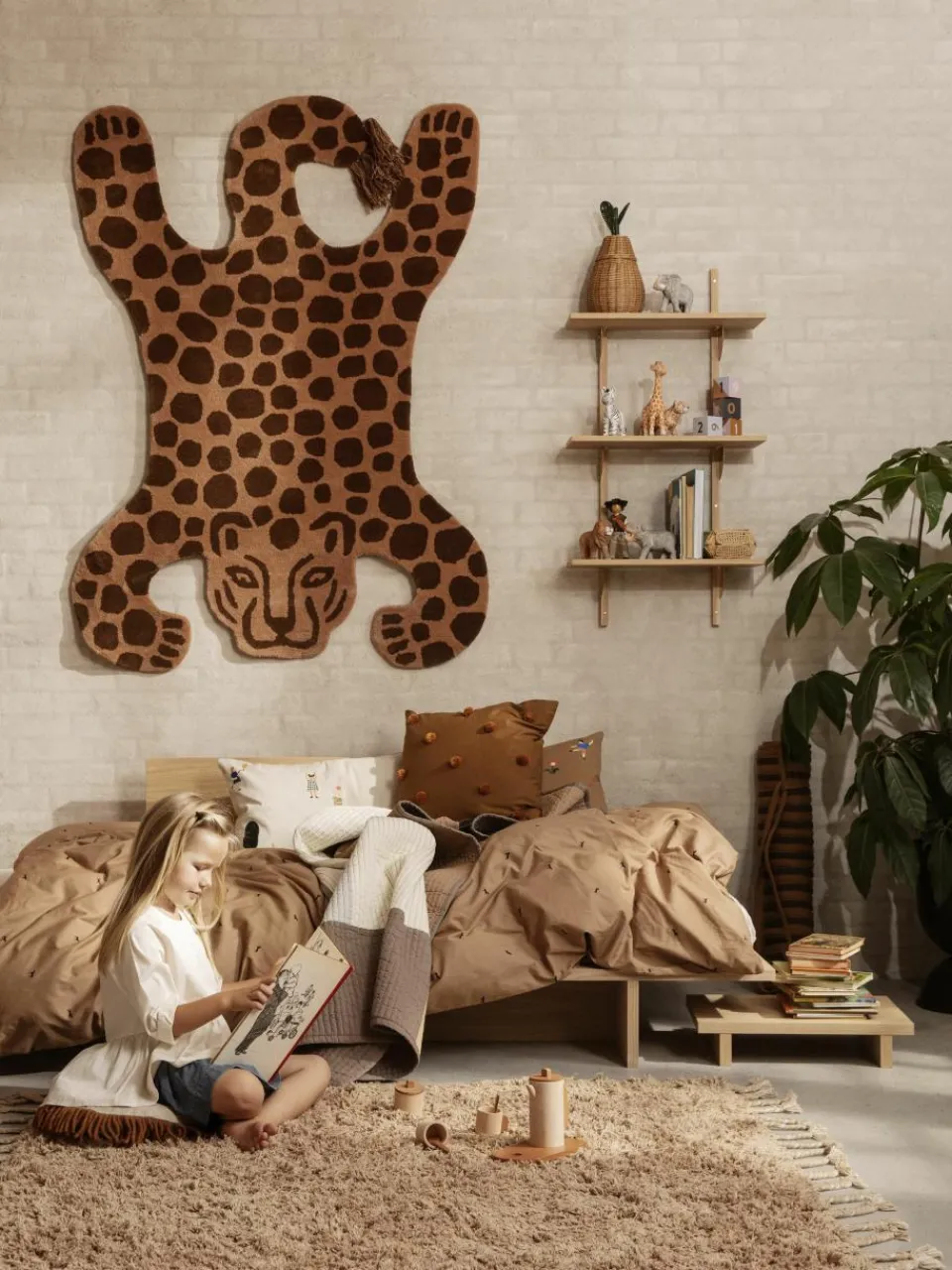 Handgetuft wollen vloerkleed Safari^ferm LIVING Kids Discount