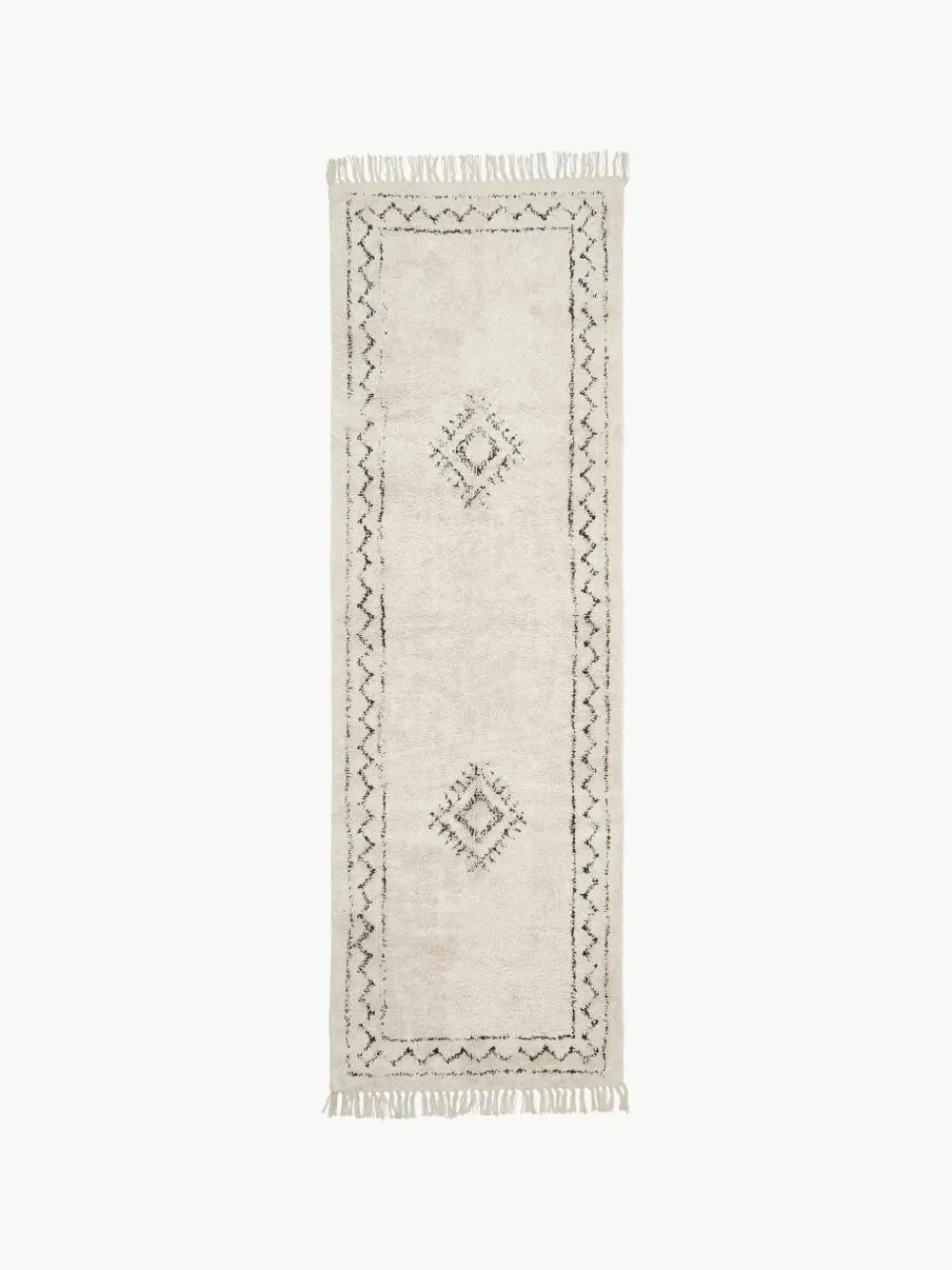 Handgeweven katoenen loper Fionn met franjes^Westwing Collection Clearance