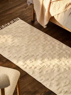 Handgeweven katoenen loper Idris met verhoogd hoog-laag patroon^Westwing Collection Discount